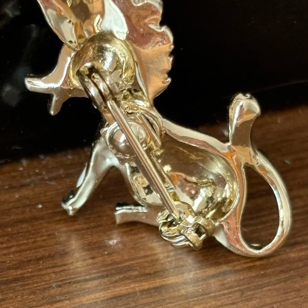 Silly donkey brooch pin/pink ears and tail/ gold tone/ pin closure works well